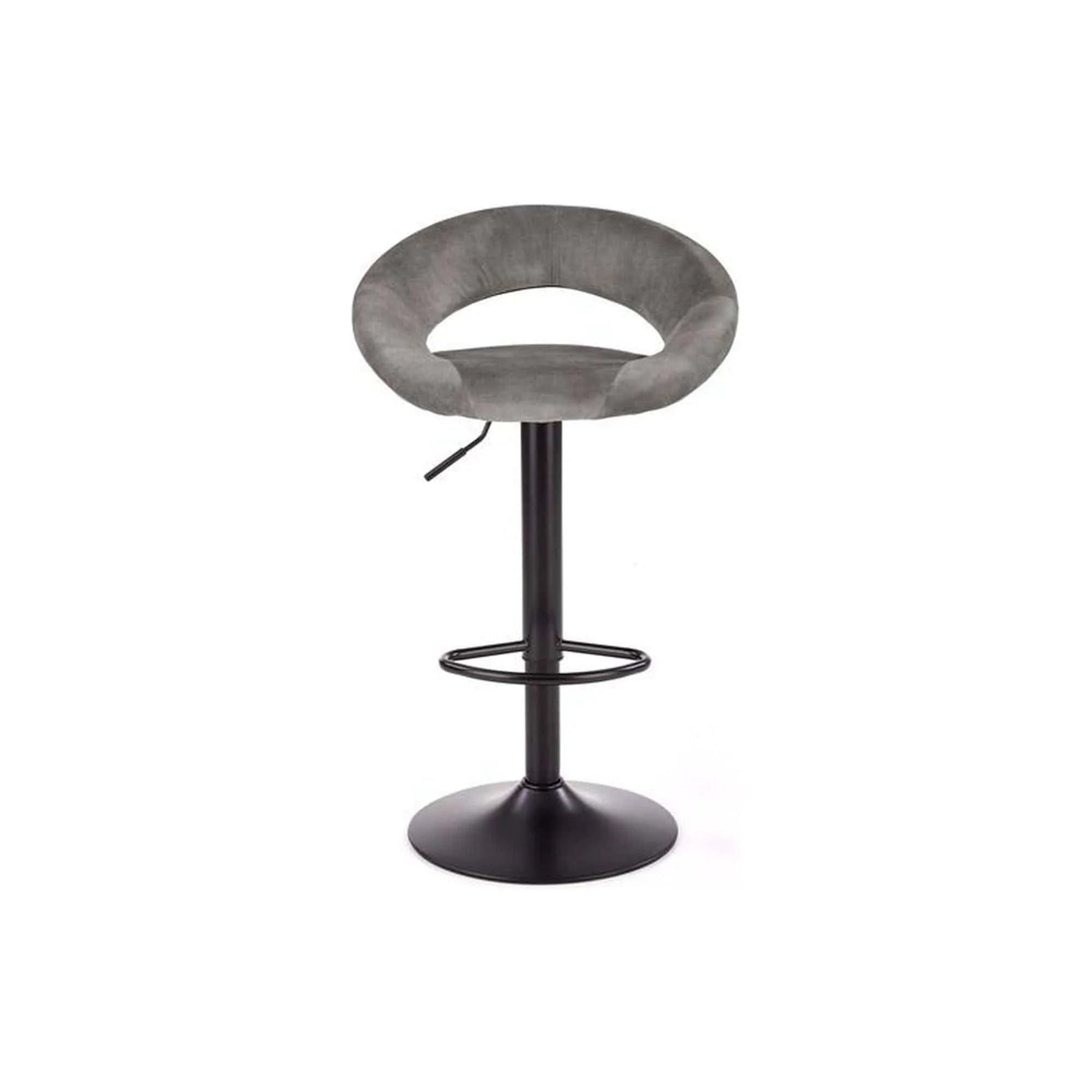 Scaun bar H102, gri - Bluvel14/negru, stofa catifelata/otel, 53x48x78/100 cm