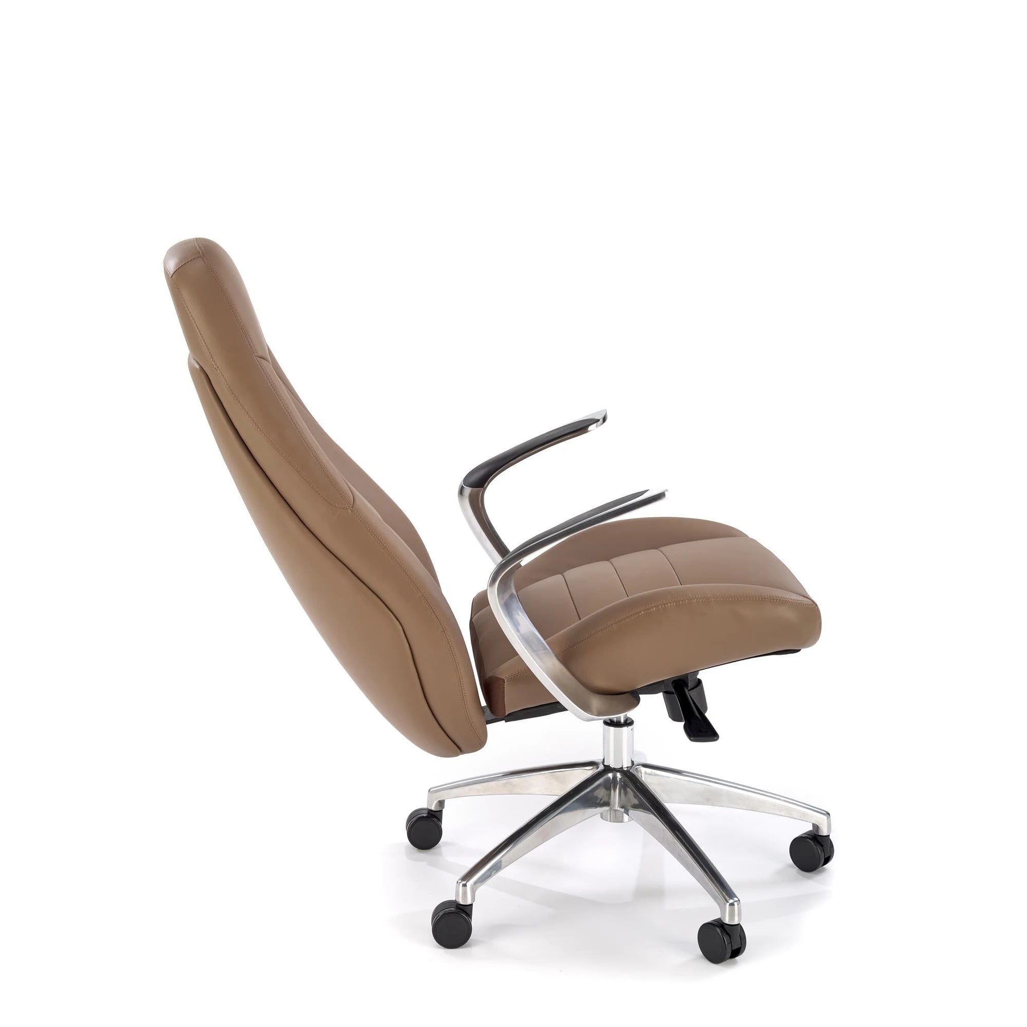 Scaun birou DARWIN, cappuccino/crom, piele ecologica/metal, 66x70x120/126 cm
