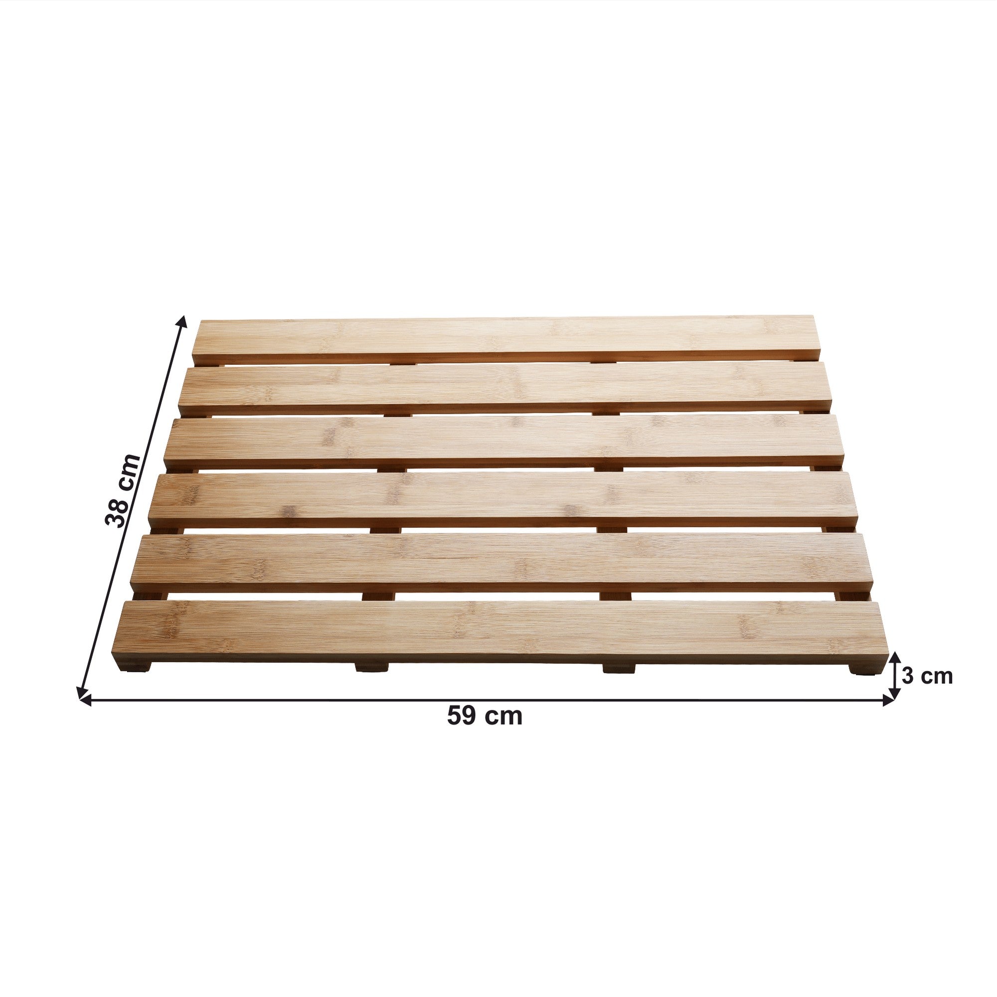 Covor KLERA, 59x38x3 cm, forma dreptunghiulara, bambus lacuit, lemn, anti-alunecare