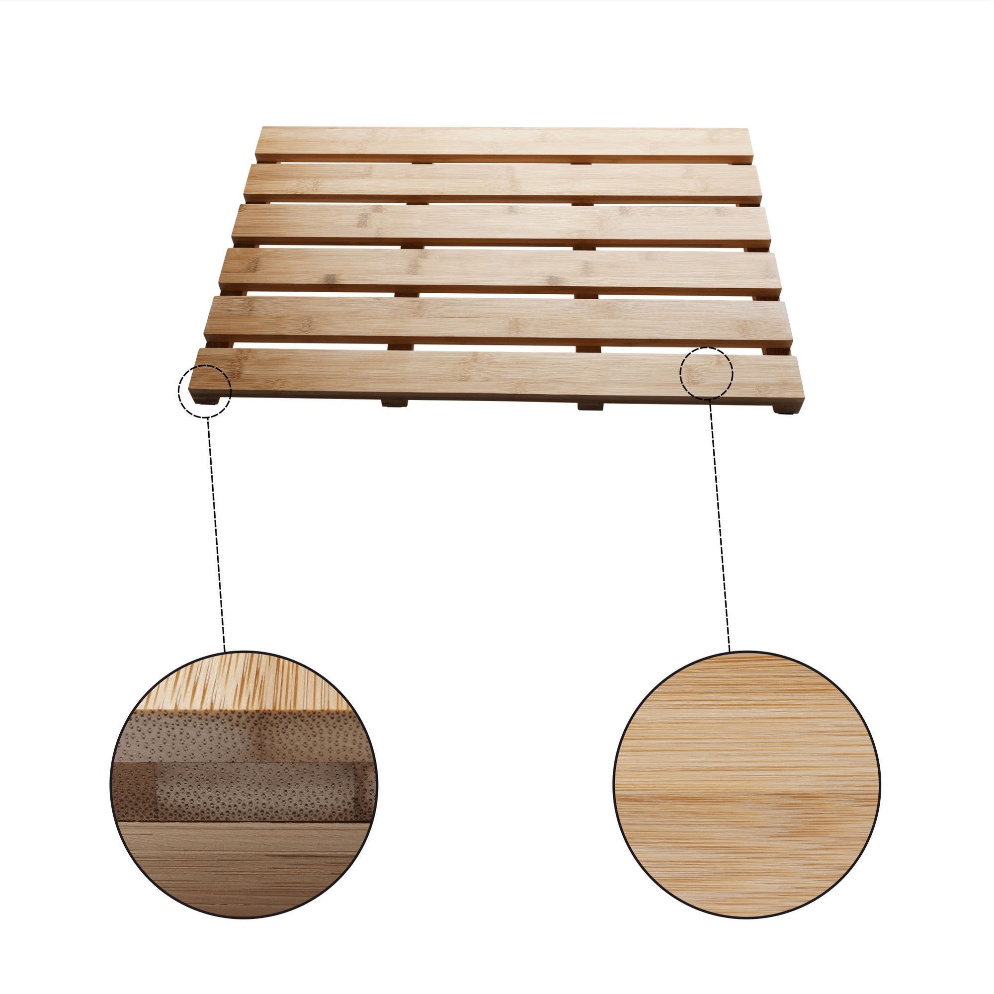 Covor KLERA, 59x38x3 cm, forma dreptunghiulara, bambus lacuit, lemn, anti-alunecare