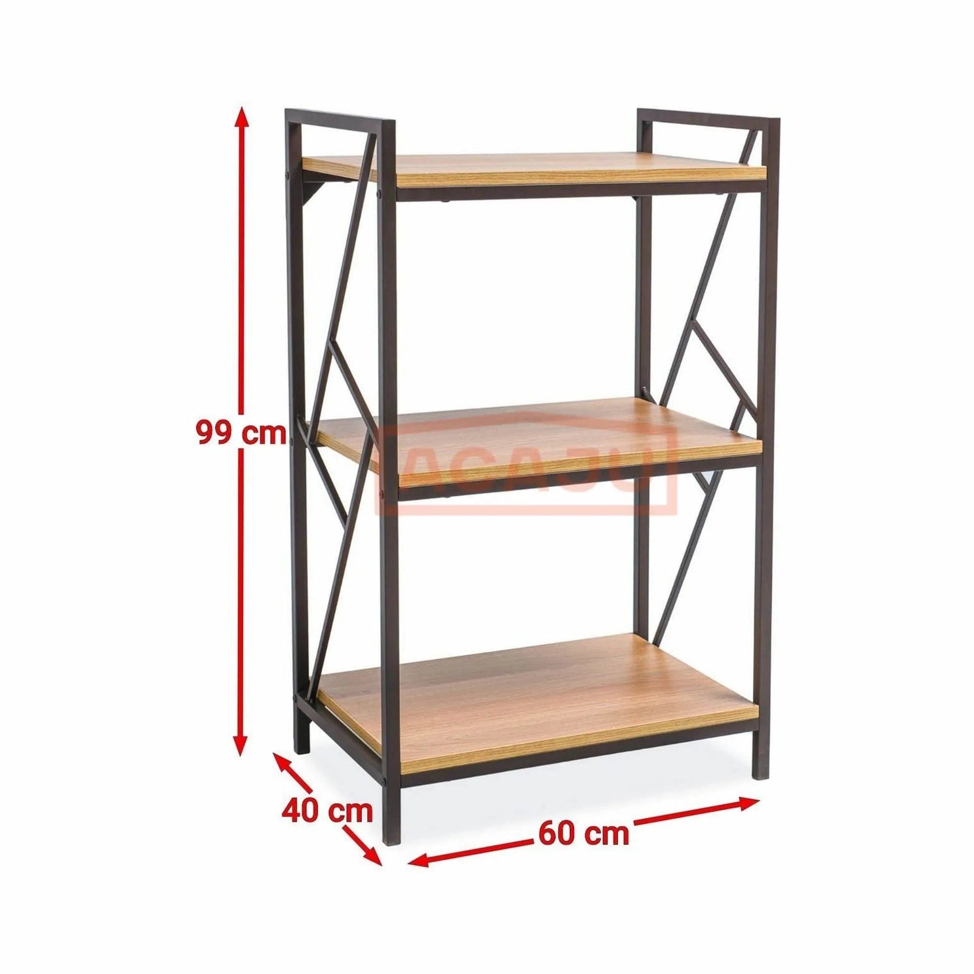 Etajera TABLO R3, stejar/maro inchis, PAL laminat/metal, 60x40x99 cm