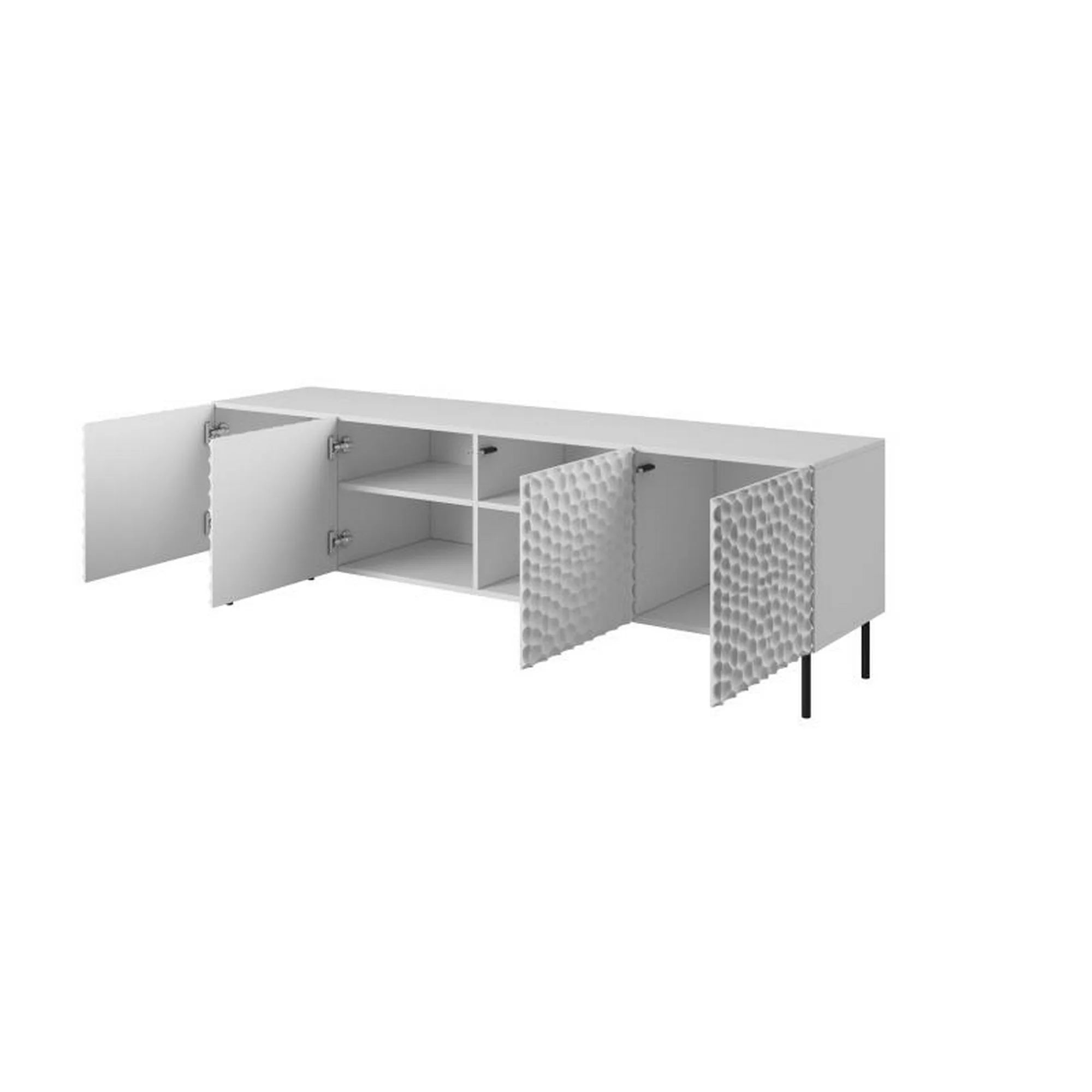 Comoda TV HOLE, alb/negru, PAL laminat, 190x41x75 cm