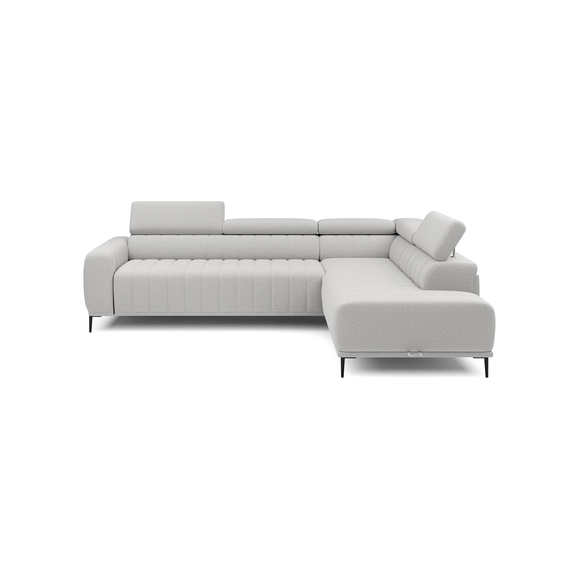 Coltar extensibil GANDI 140, personalizabil material gama Premium, cu lada depozitare si tetiere reglabile, 281x204x99 cm