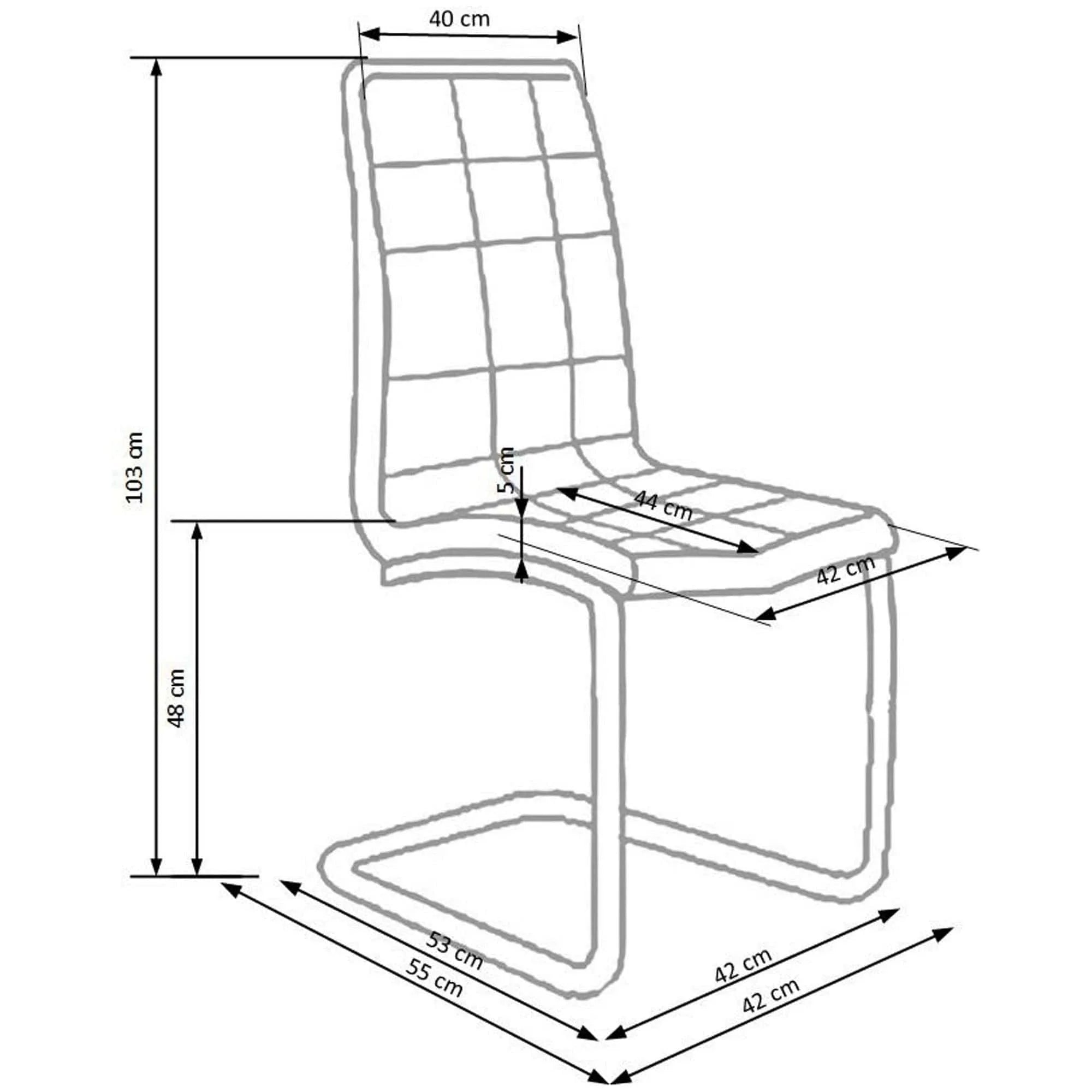 Scaun tapitat K147, alb/crom, piele ecologica/metal, 42X55X101 CM