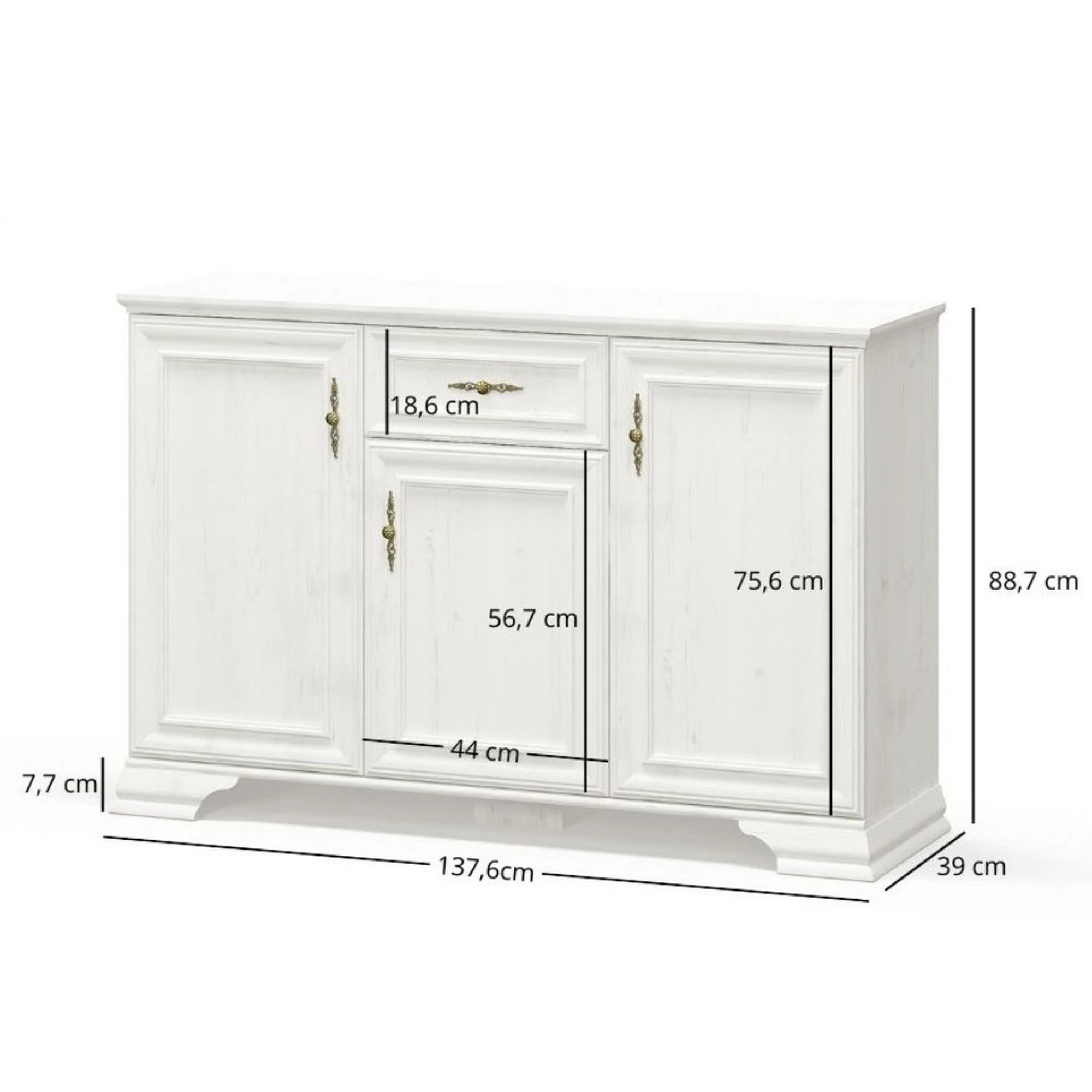 Comoda pin alb anderson IRYS, PAL laminat, 138x39x89 cm