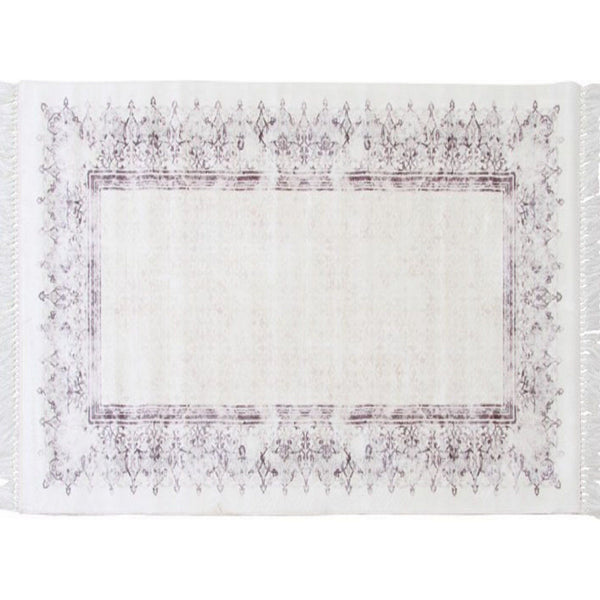 Covor LINON, 160x230 cm, forma deptunghiulara, poliester, alb cu imprimeu