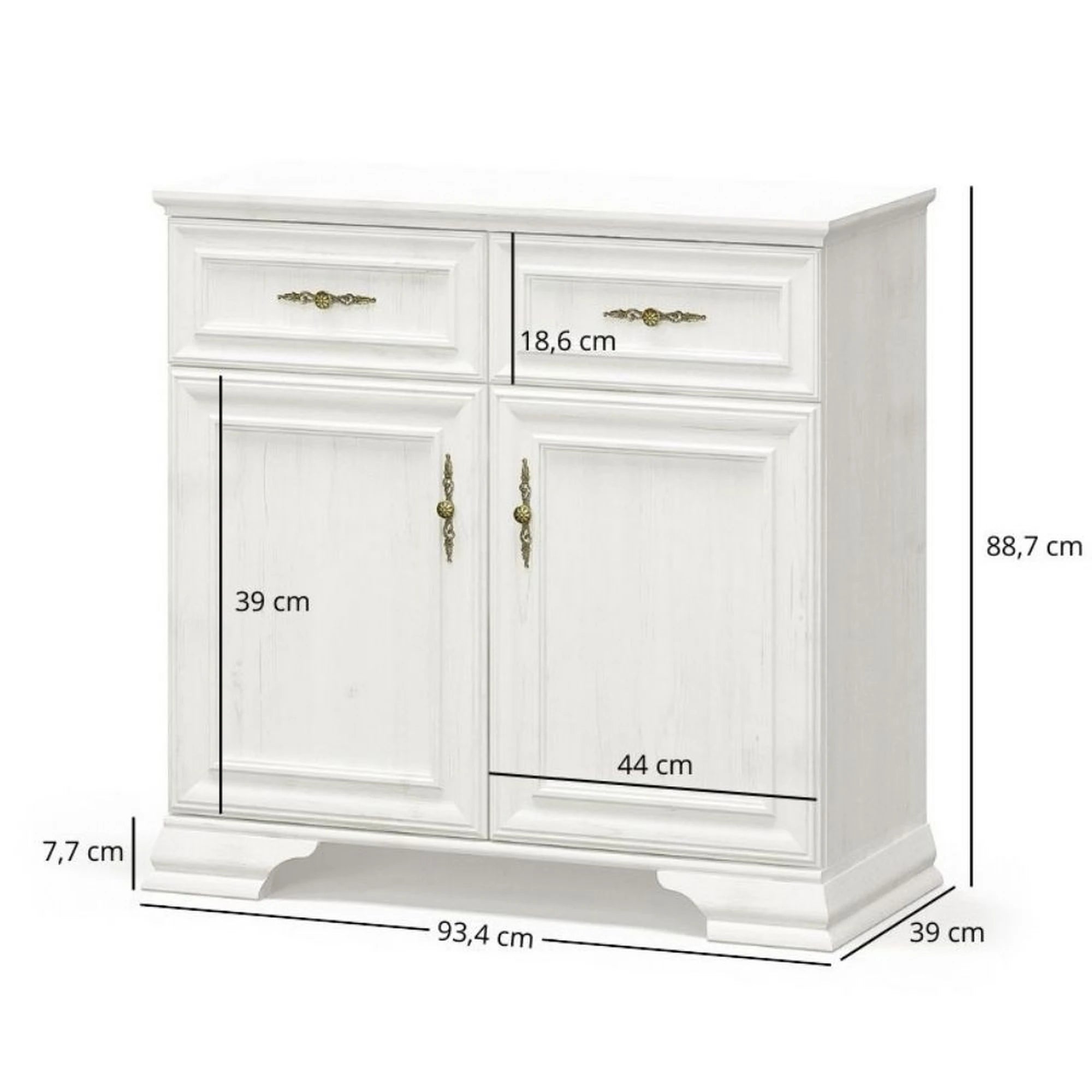 Comoda pin alb anderson IRYS, PAL laminat, 93x39x89 cm