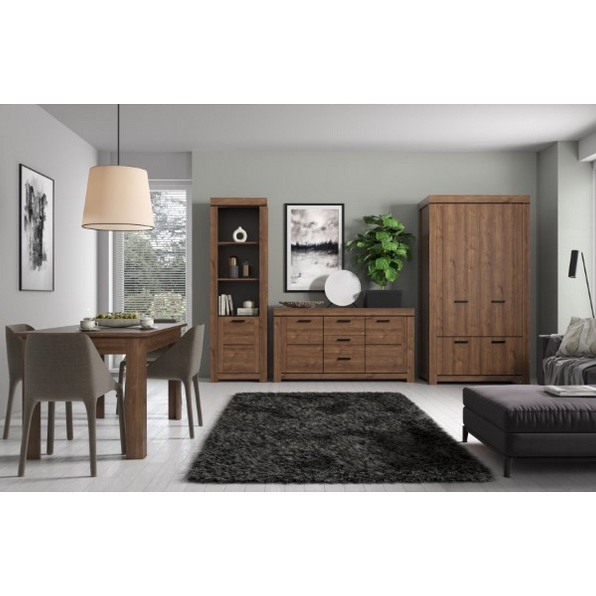 Dulap BRASS, stejar brun, PAL laminat, cu 2 usi, 65x40x210 cm