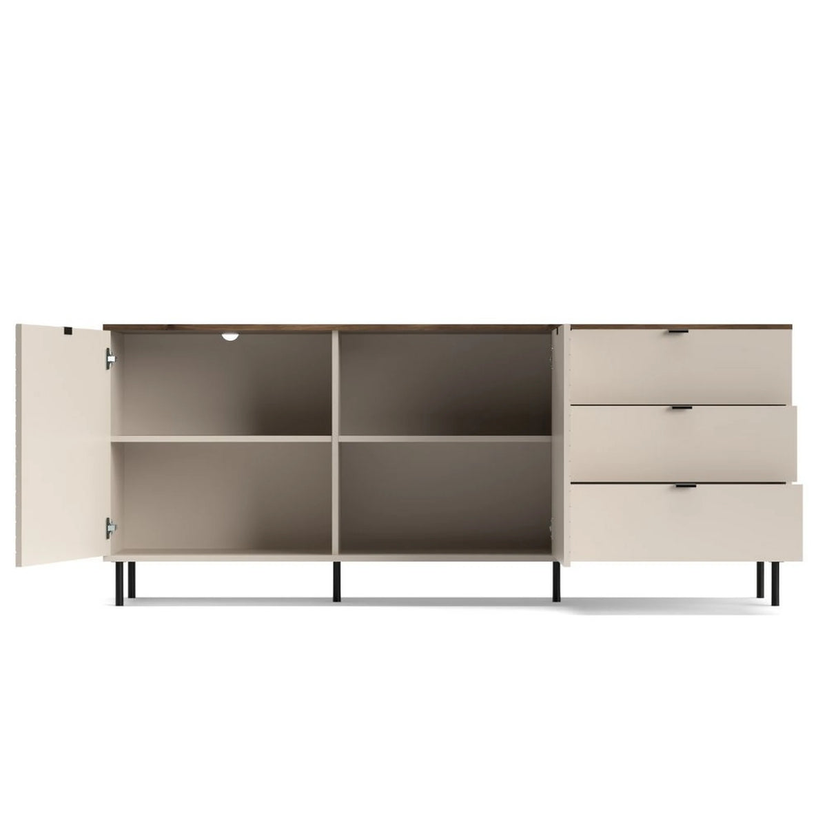 Comoda moderna living EVO, casmir/stejar, PAL laminat, 183x40x75 cm