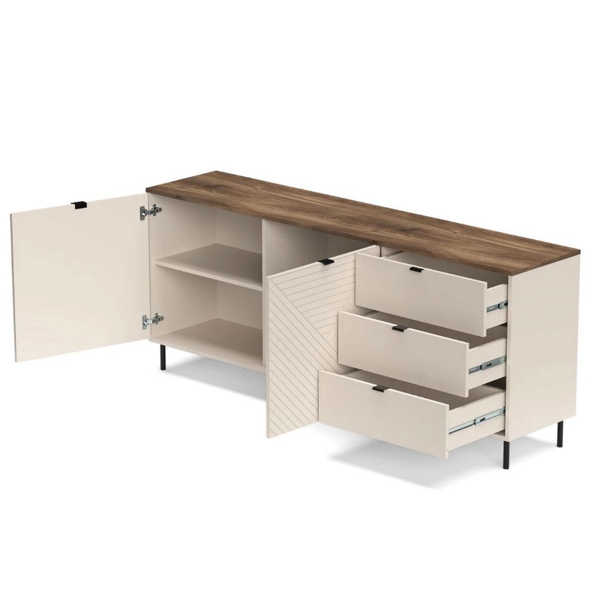 Comoda moderna living EVO, casmir/stejar, PAL laminat, 183x40x75 cm