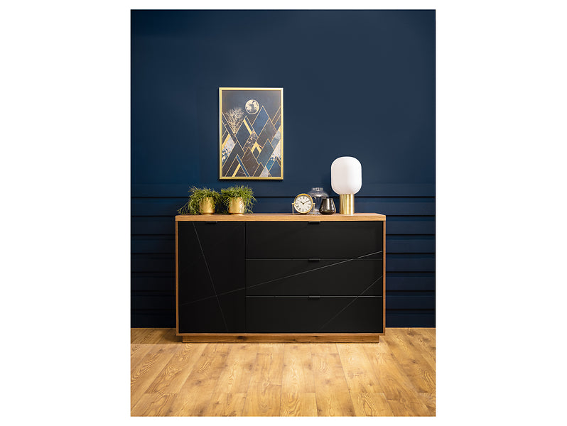 Comoda FORN, nuc/negru mat, PAL, 156x42.5x93 cm