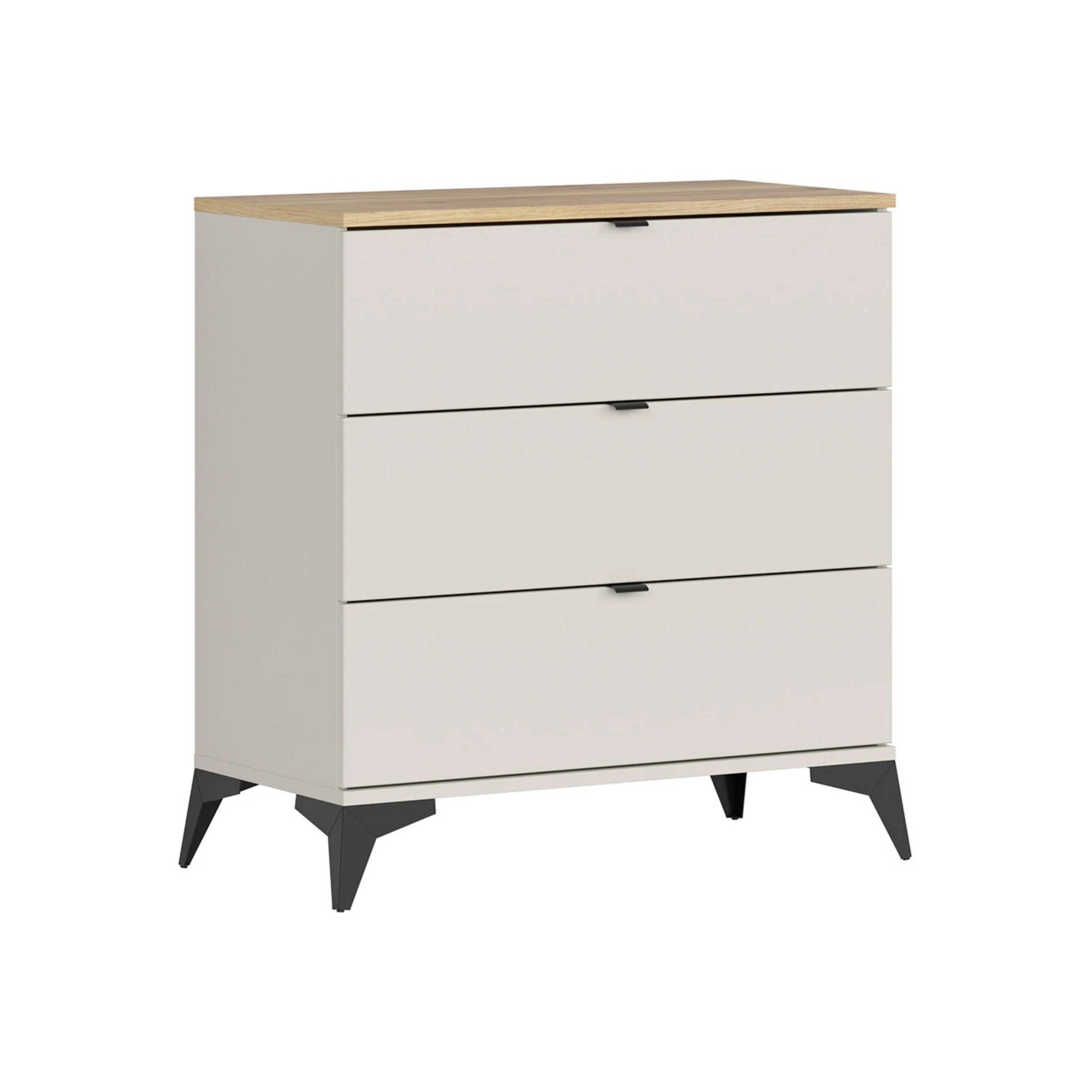 Set dormitor GLAMOUR, casmir/stejar, pat 160x200, dulap cu 3 usi, 2 noptiere si o comoda