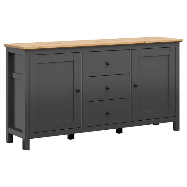 Comoda HESEN, gri grafit/stejar artisan, PAL, 186x44x96 cm