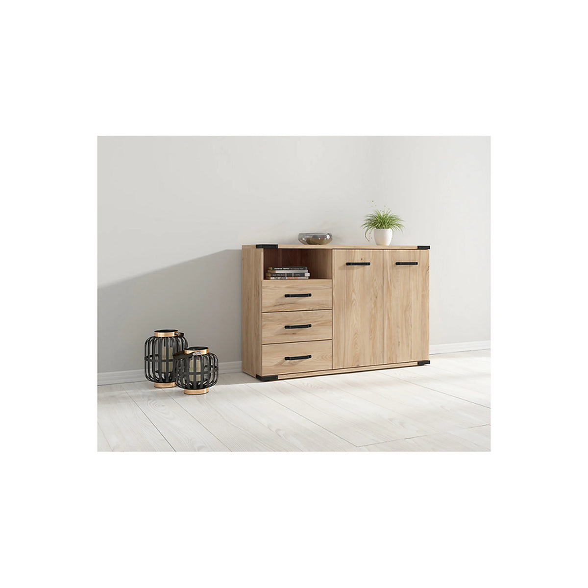Comoda Lara, stejar, PAL, 130x40x88 cm