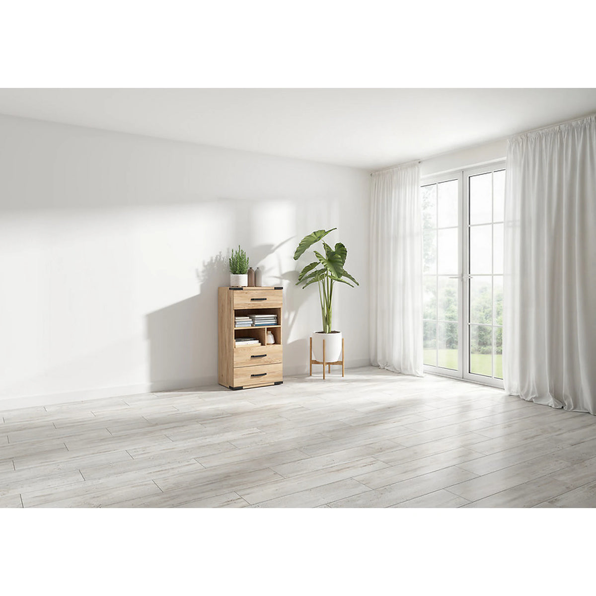 Comoda Lara, stejar, PAL, 60x40x109 cm