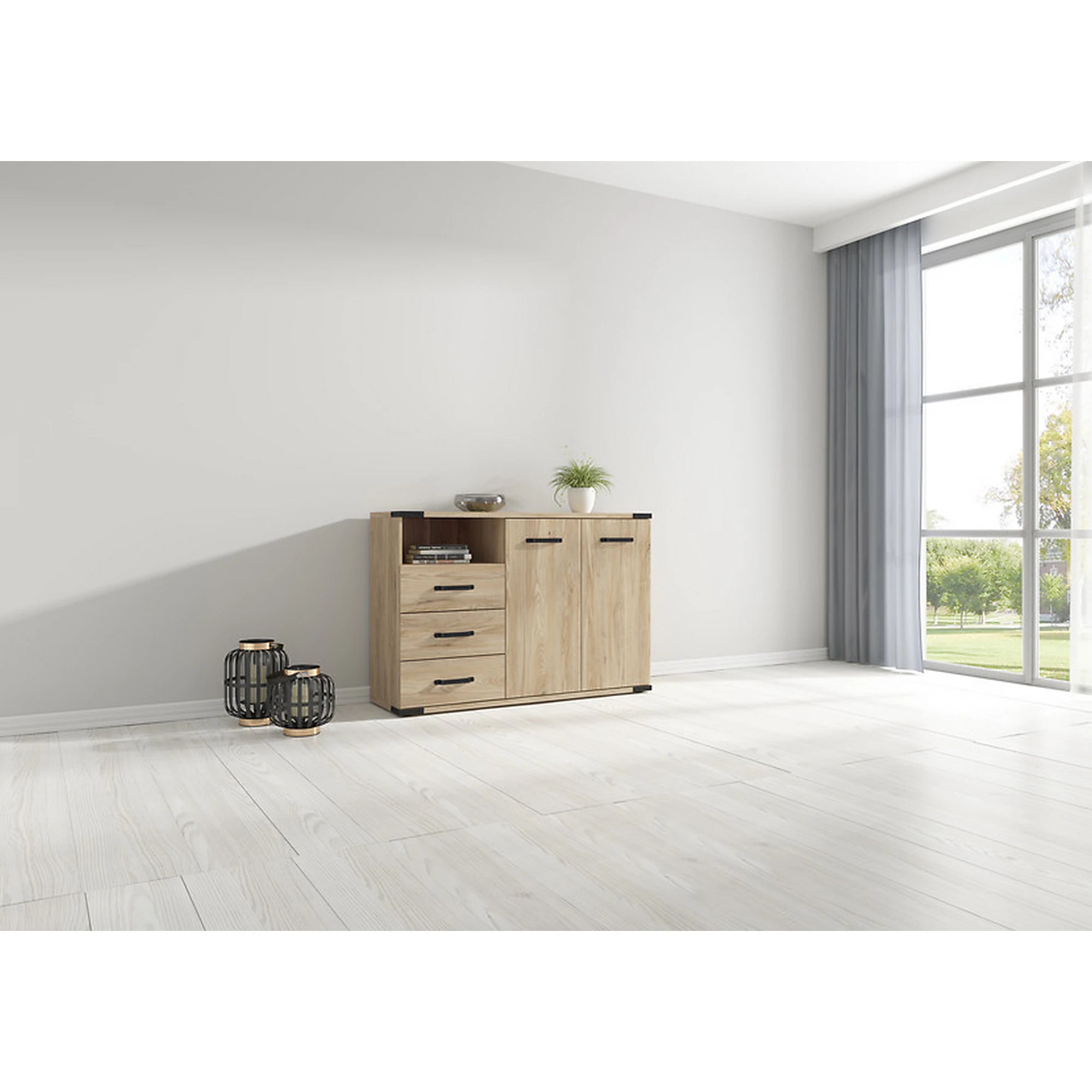 Comoda Lara, stejar, PAL, 90x40x88 cm