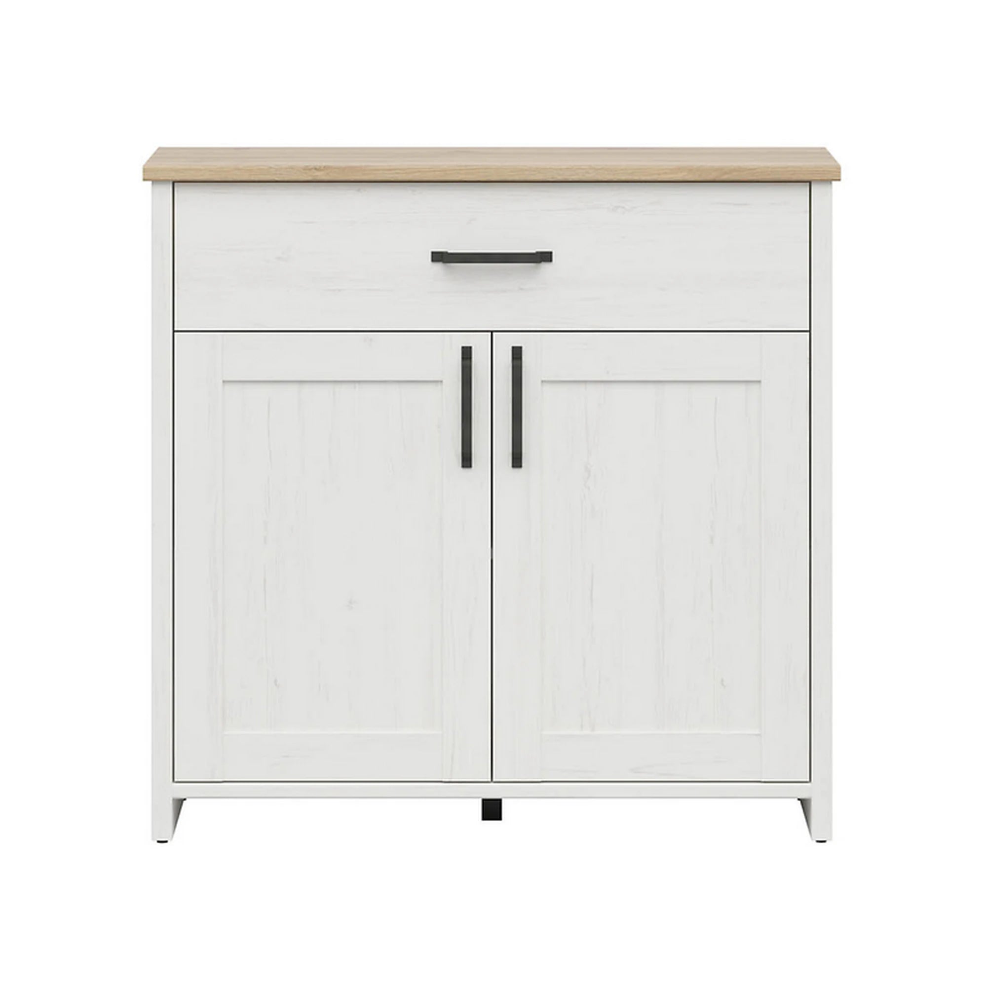 Comoda LOKSA, pin alb/stejar grandson, PAL laminat, 102x38x99 cm