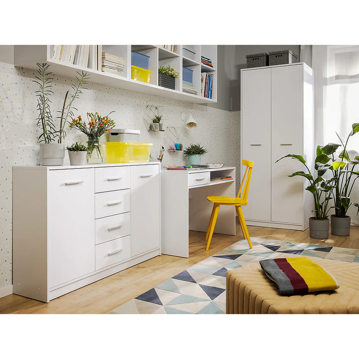 Comoda NEPO PLUS, alb, PAL laminat, 119x34x84 cm