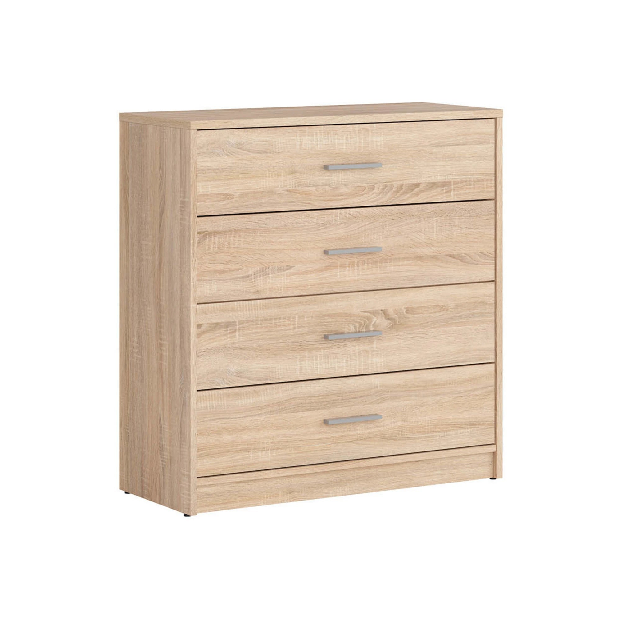 Set dormitor NEPO PLUS, stejar sonoma, pat 140x200, dulap cu 2 usi, 2 comode si noptiera