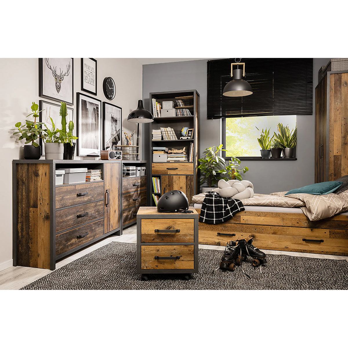 Comoda WESTON, maro/gri grafit, PAL laminat, 131x40x91 cm