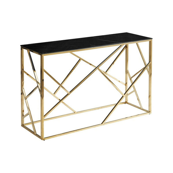 Consola ESCADA C II, negru cu efect de marmura/auriu, sticla securizata/otel, 120x40x78 cm