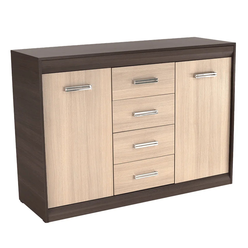 Comoda KORINA, stejar/wenge, DTD laminat, 140x48x100 cm