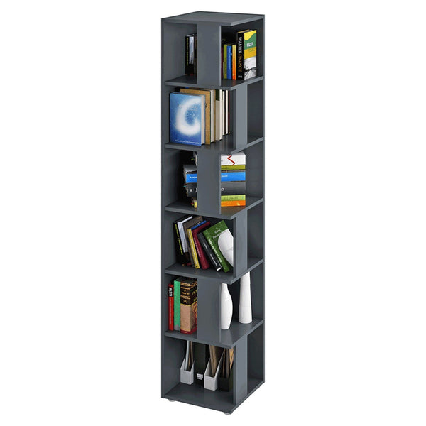 Biblioteca de colt KORIND, gri grafit, DTD laminat,  38x38x186 cm