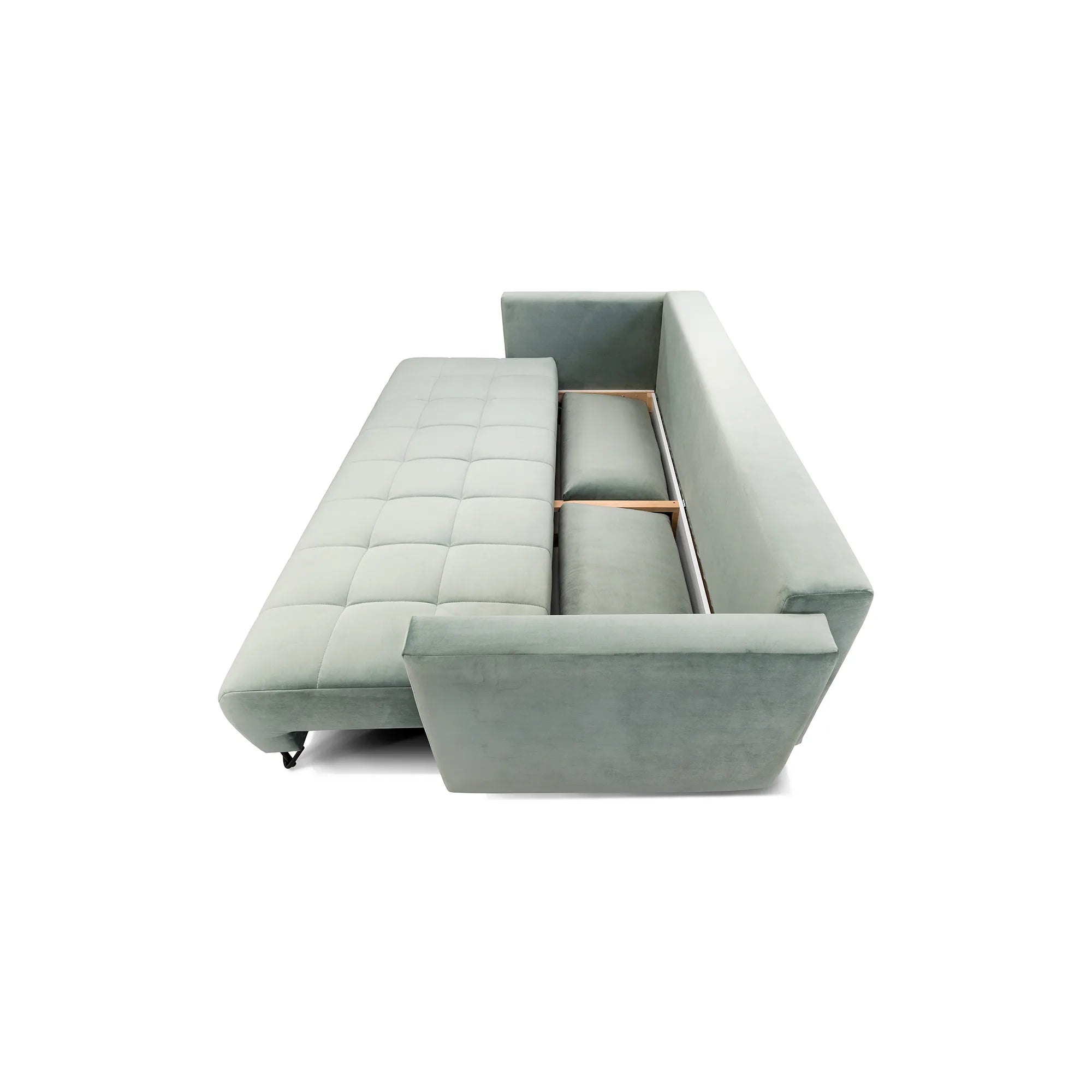 Canapea extensibila Aldo, stofa catifelata gri - Riviera 91, cu lada depozitare, 227x106x92 cm