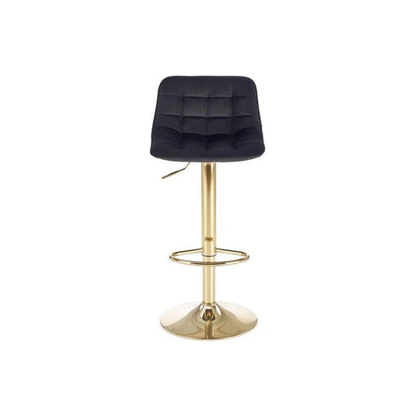 Scaun bar H120, negru/auriu, stofa catifelata/otel, 43x44x84/106 cm