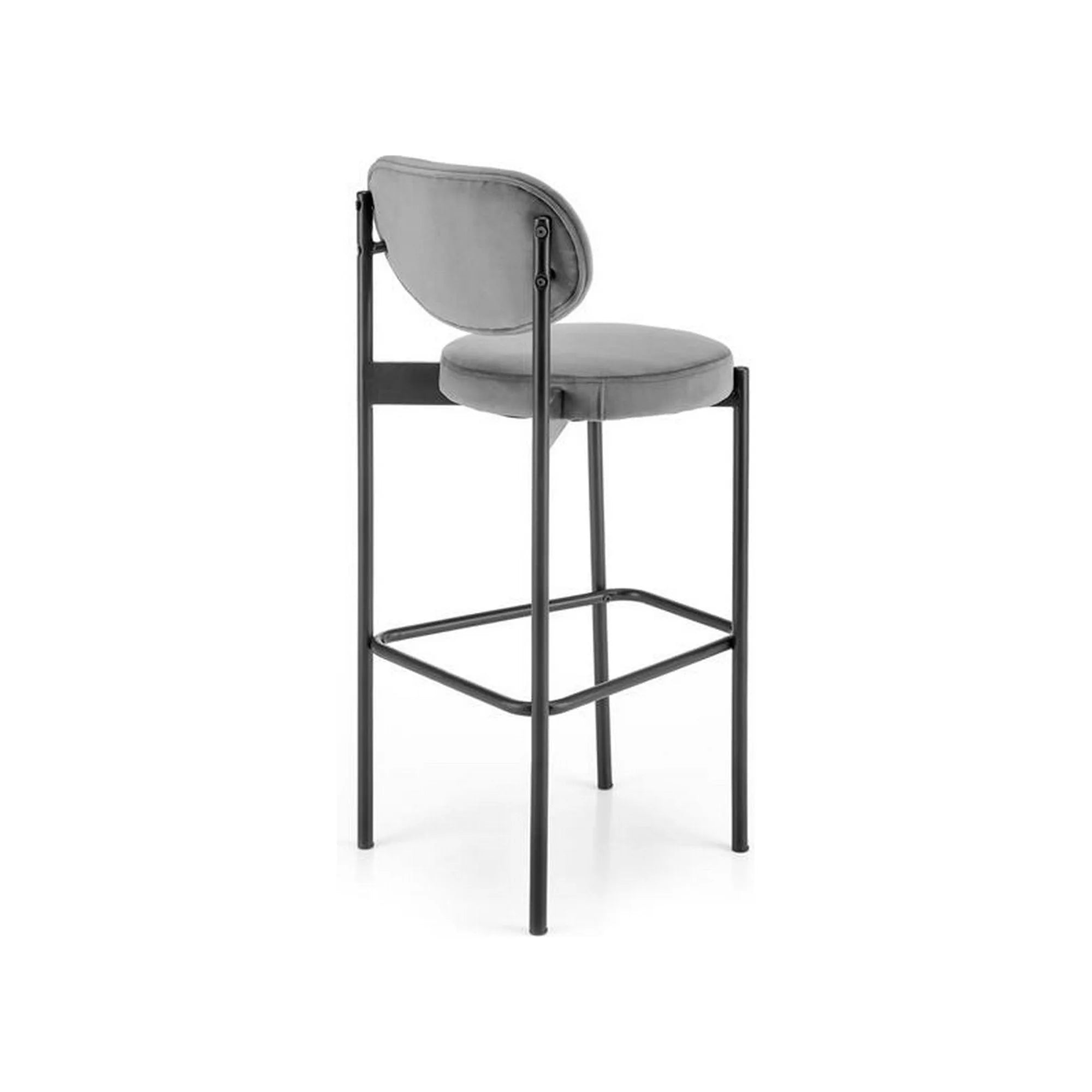 Scaun bar H108, gri - Bluvel 14/negru, stofa catifelata/otel, 42x48x92 cm
