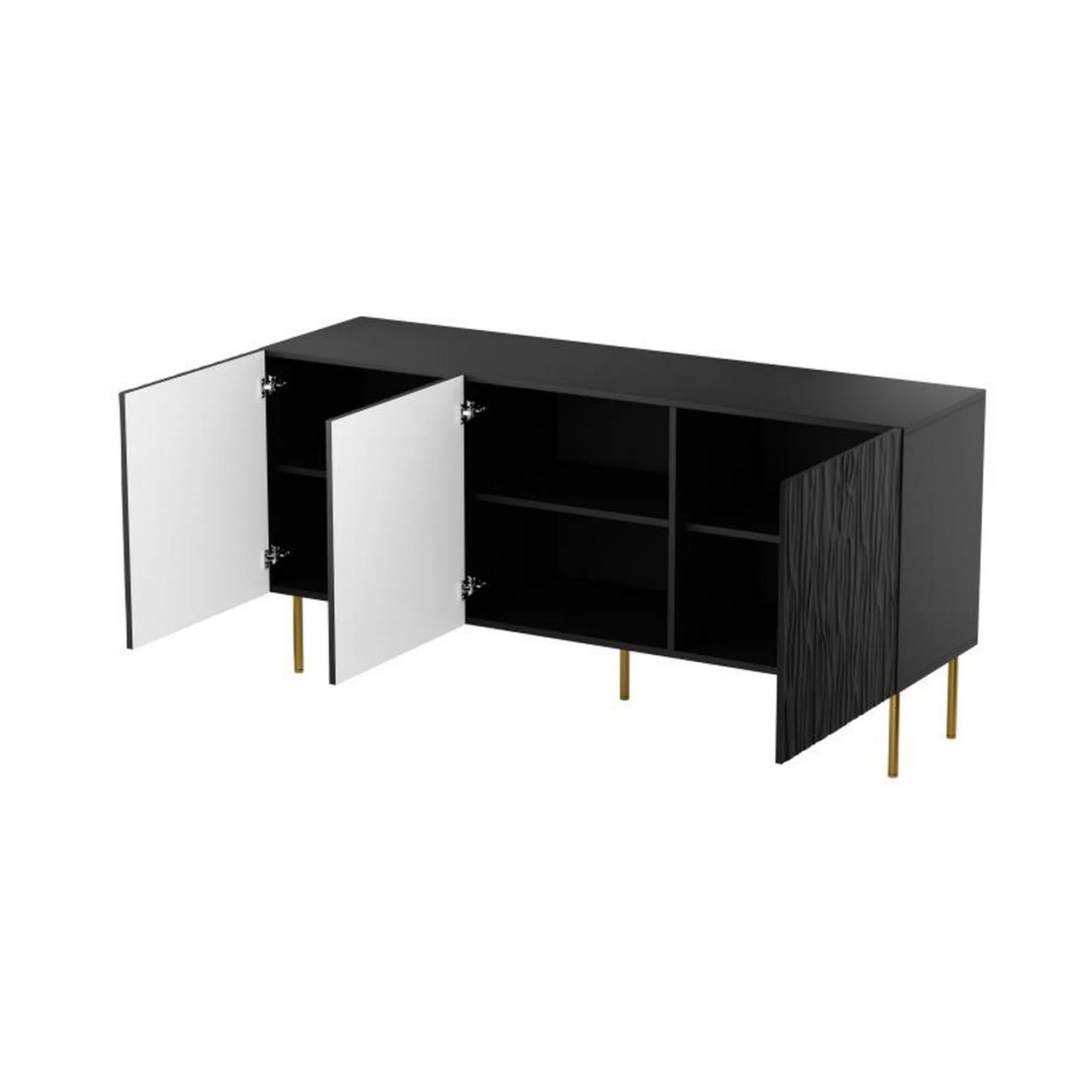 Comoda JUNGLE, negru/auriu, PAL laminat, 152x42x75 cm