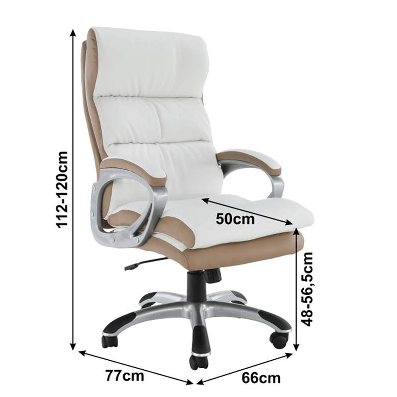 Scaun birou KOLO, alb/maro, piele ecologica, 66x77x112/120 cm