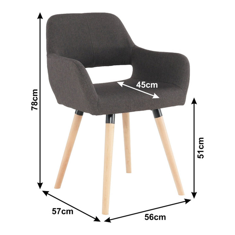 Scaun GODRIC, maro inchis, stofa clasica/lemn, 56x57x78 cm