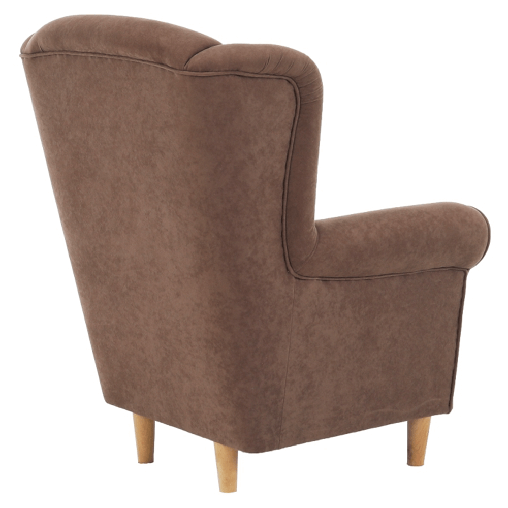 Fotoliu CHARLOT, maro/fag, stofa catifelata/lemn, 86x72x105 cm