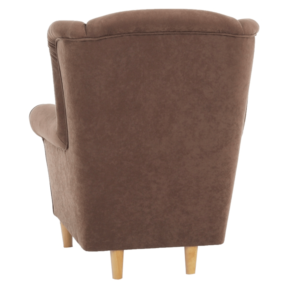 Fotoliu CHARLOT, maro/fag, stofa catifelata/lemn, 86x72x105 cm