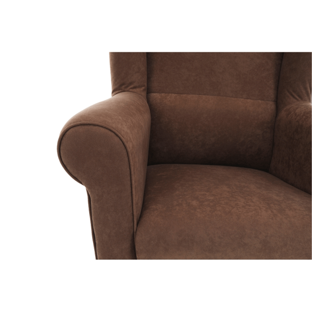 Fotoliu CHARLOT, maro/fag, stofa catifelata/lemn, 86x72x105 cm