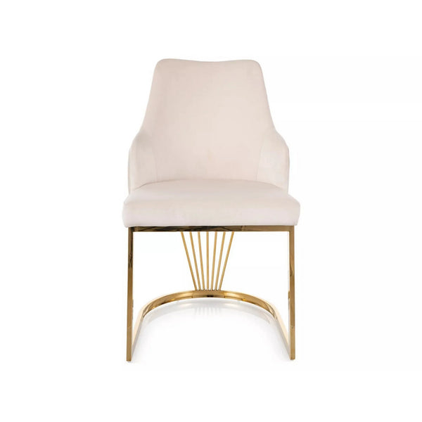 Scaun ALURE, bej deschis - Bluvel 22, stofa catifelata/metal, 52x64x89 cm