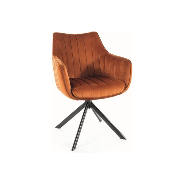 Scaun rotativ AZALIA, caramiziu/negru, stofa catifelata/metal, 61x44x86 cm