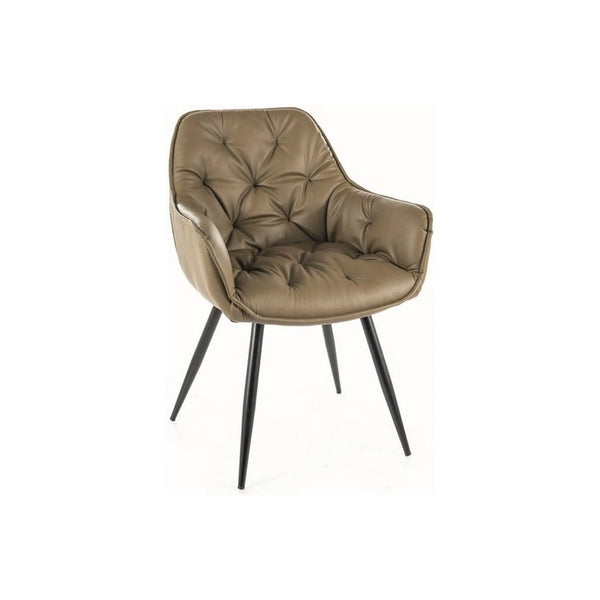 Scaun CHERRY, verde masliniu/negru, piele ecologica/metal, 51x43x87 cm