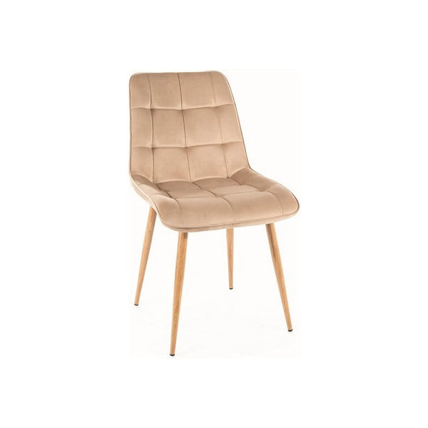 Scaun CHIC D, bej deschis - Bluvel 28, stofa catifelata/metal, 50x43x88 cm