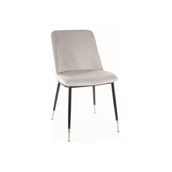 Scaun JILL, gri deschis/negru/argintiu, stofa catifelata/metal, 48x44x85 cm