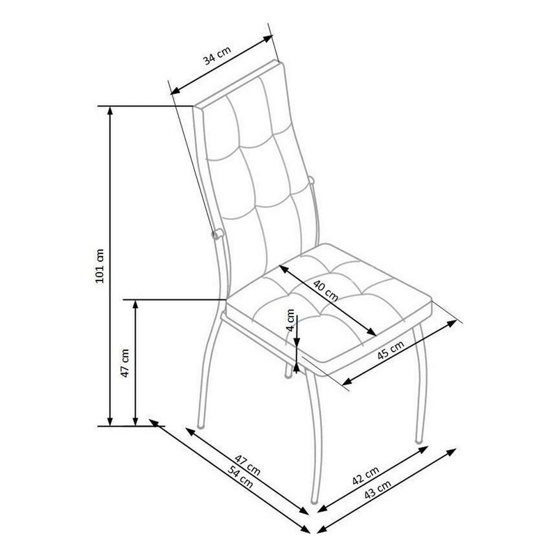 Scaun tapitat K416, bej, stofa catifelata, 43x54x101 cm