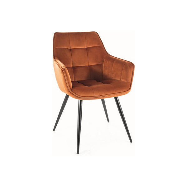 Scaun LILIA, caramiziu/negru, stofa catifelata/metal, 59x45x90 cm
