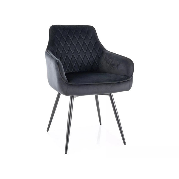 Scaun MARLO, negru - Bluvel 19, stofa catifelata/metal, 55x58x88 cm