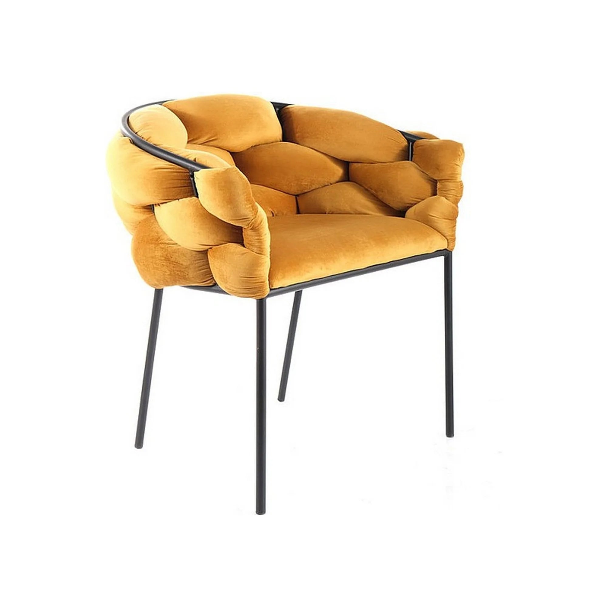 Scaun NORTE, galben mustar/negru, stofa catifelata/metal, 76x40x75 cm