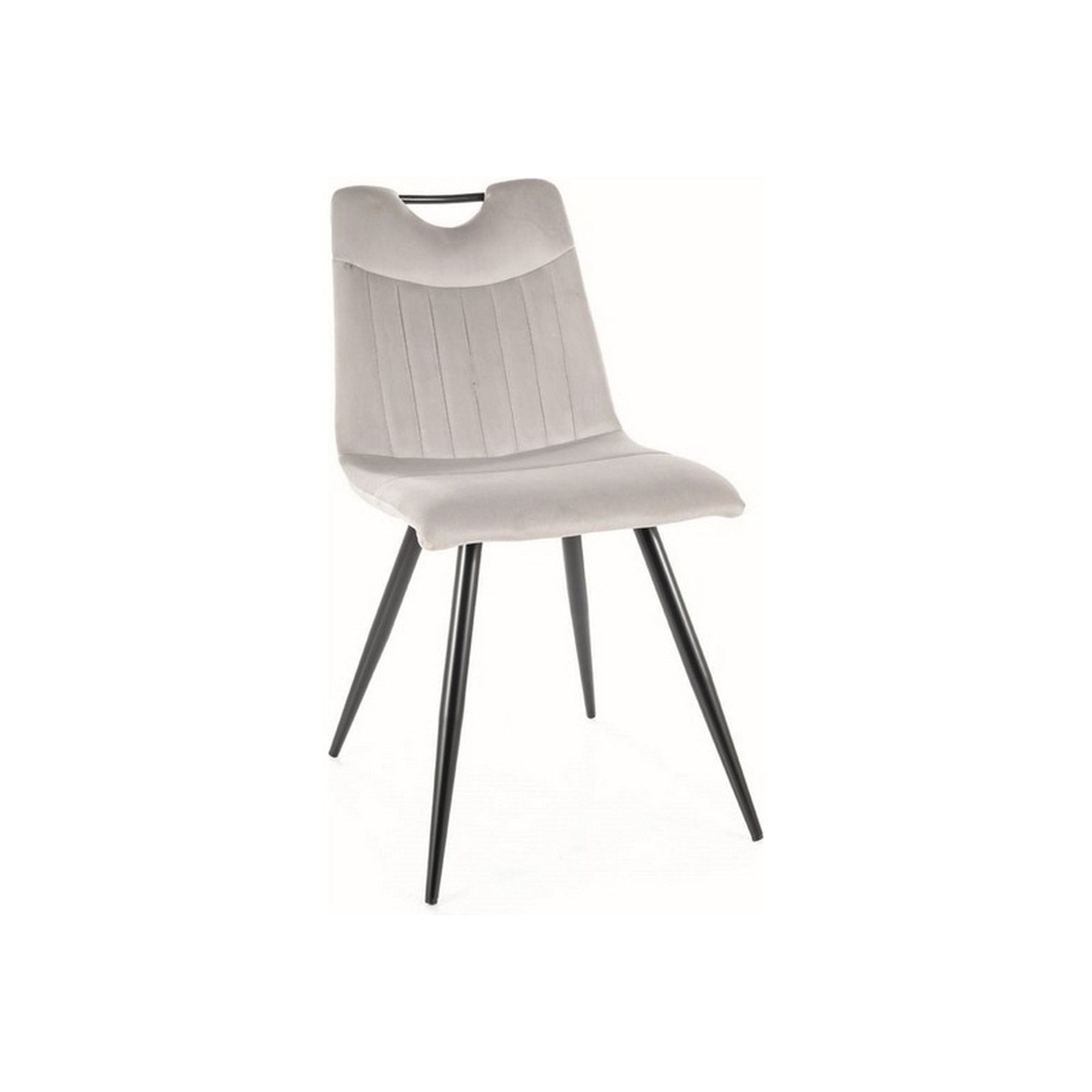 Scaun ORFE, gri deschis/negru, stofa catifelata /metal, 45x40x86 cm