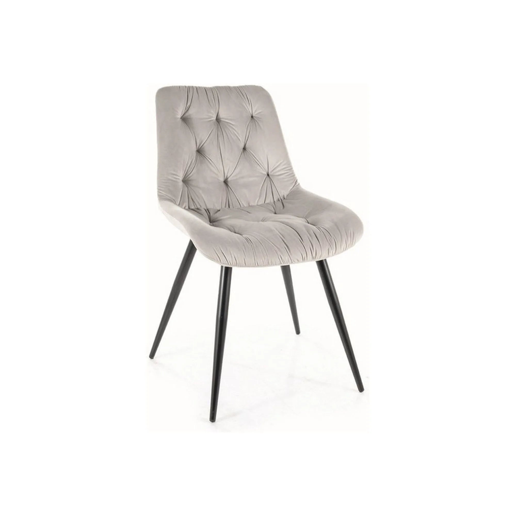 Scaun PRAGA, gri deschis/negru, stofa catifelata/metal, 49x43x84 cm