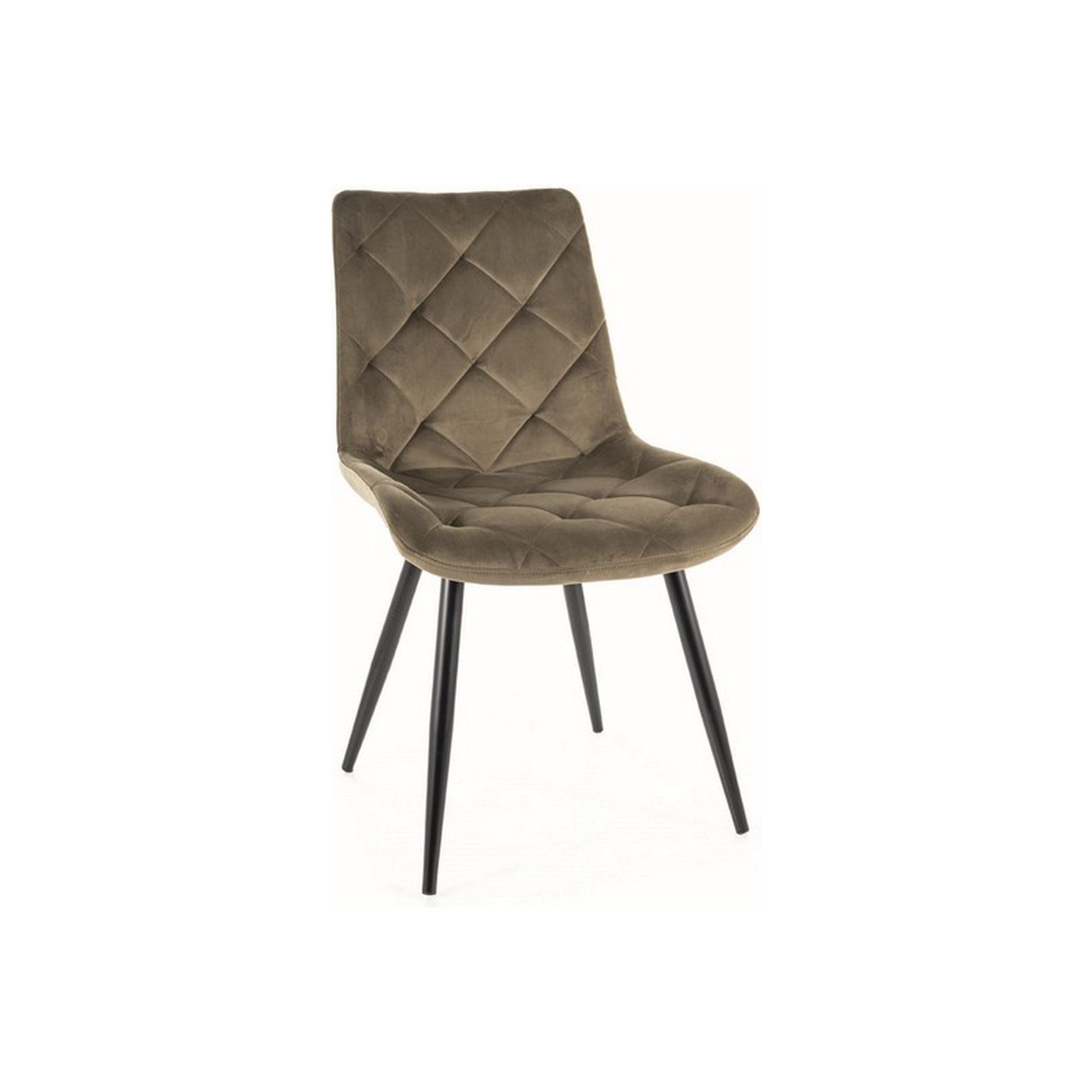 Scaun RALPH, verde olive/negru, stofa catifelata/metal, 51x42x88 cm