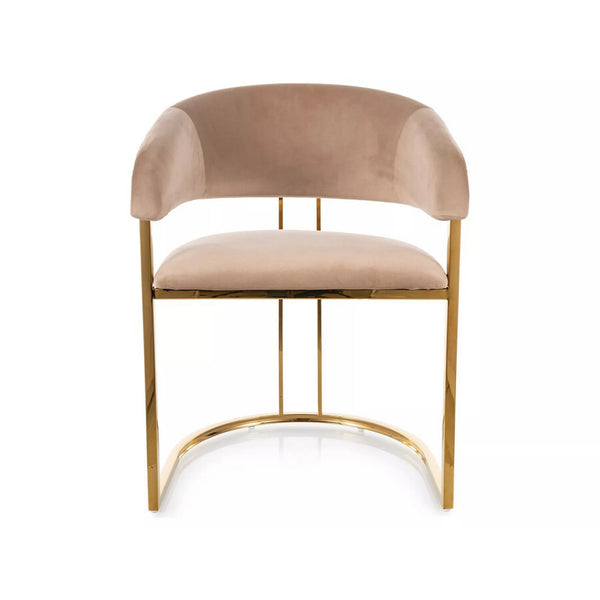 Scaun TULIPE, bej inchis - Bluvel 28, stofa catifelata/metal, 57x64x77 cm