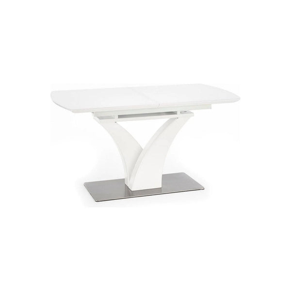 Masa extensibila PALERMO, alb, sticla/otel, 140/180x80x75 cm